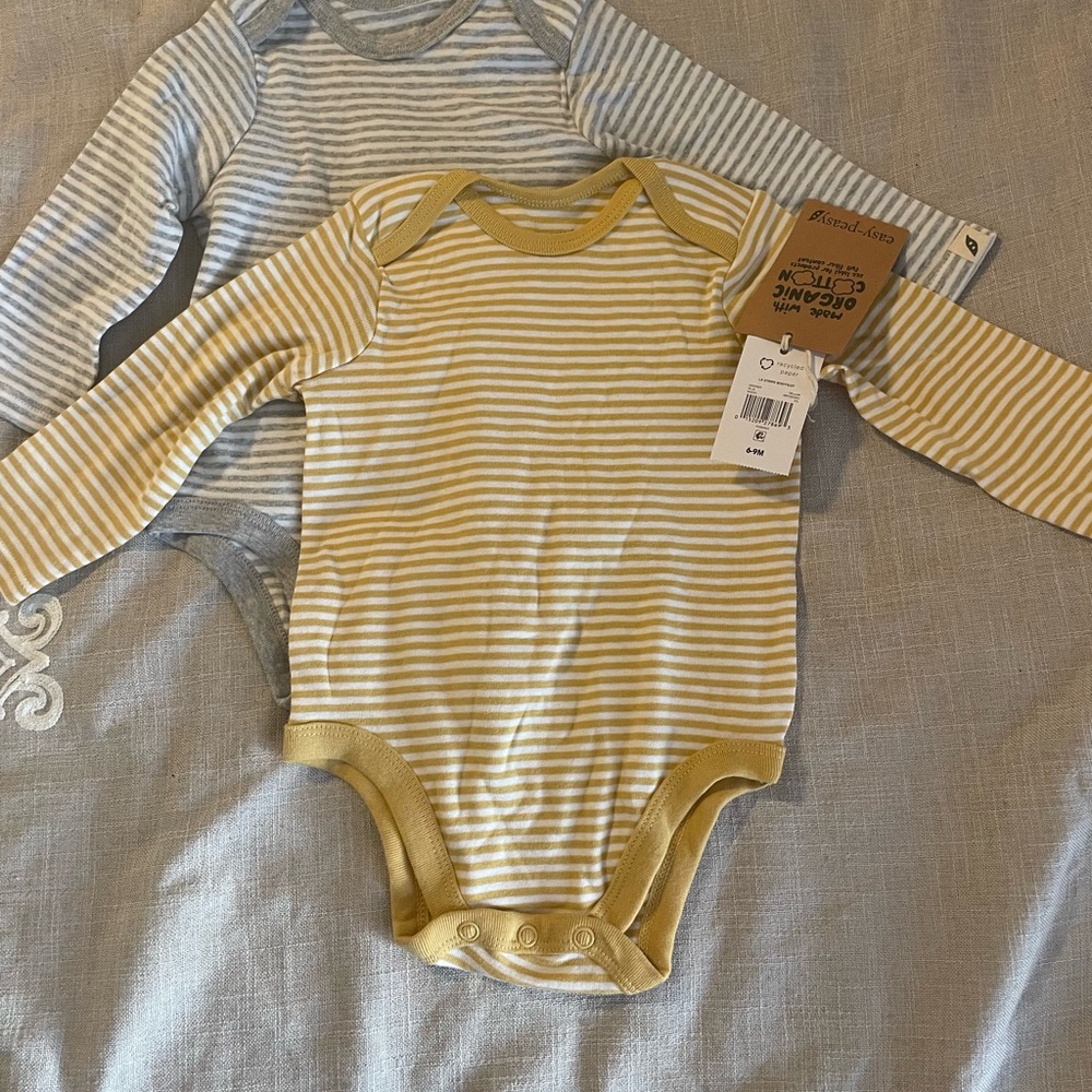 H&M Organic Cotton Striped One Pieces - Yellow and Blue